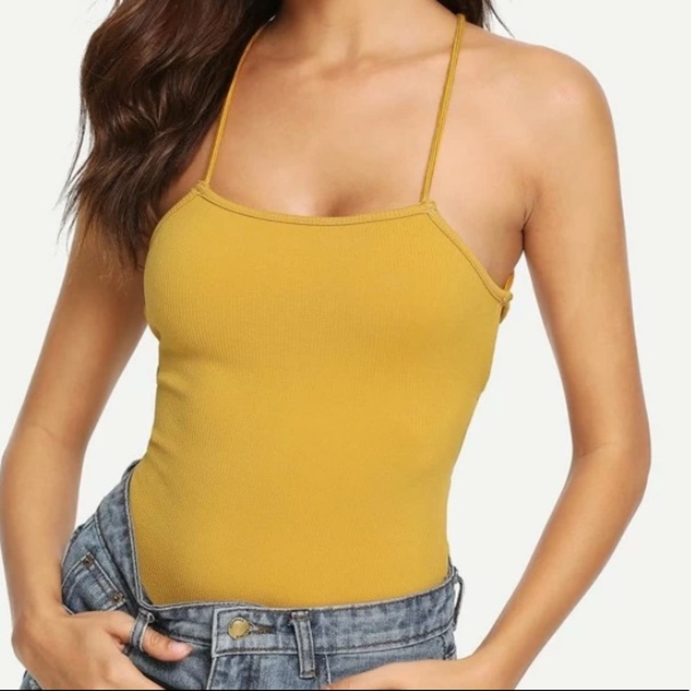 Yellow laceup bodysuit